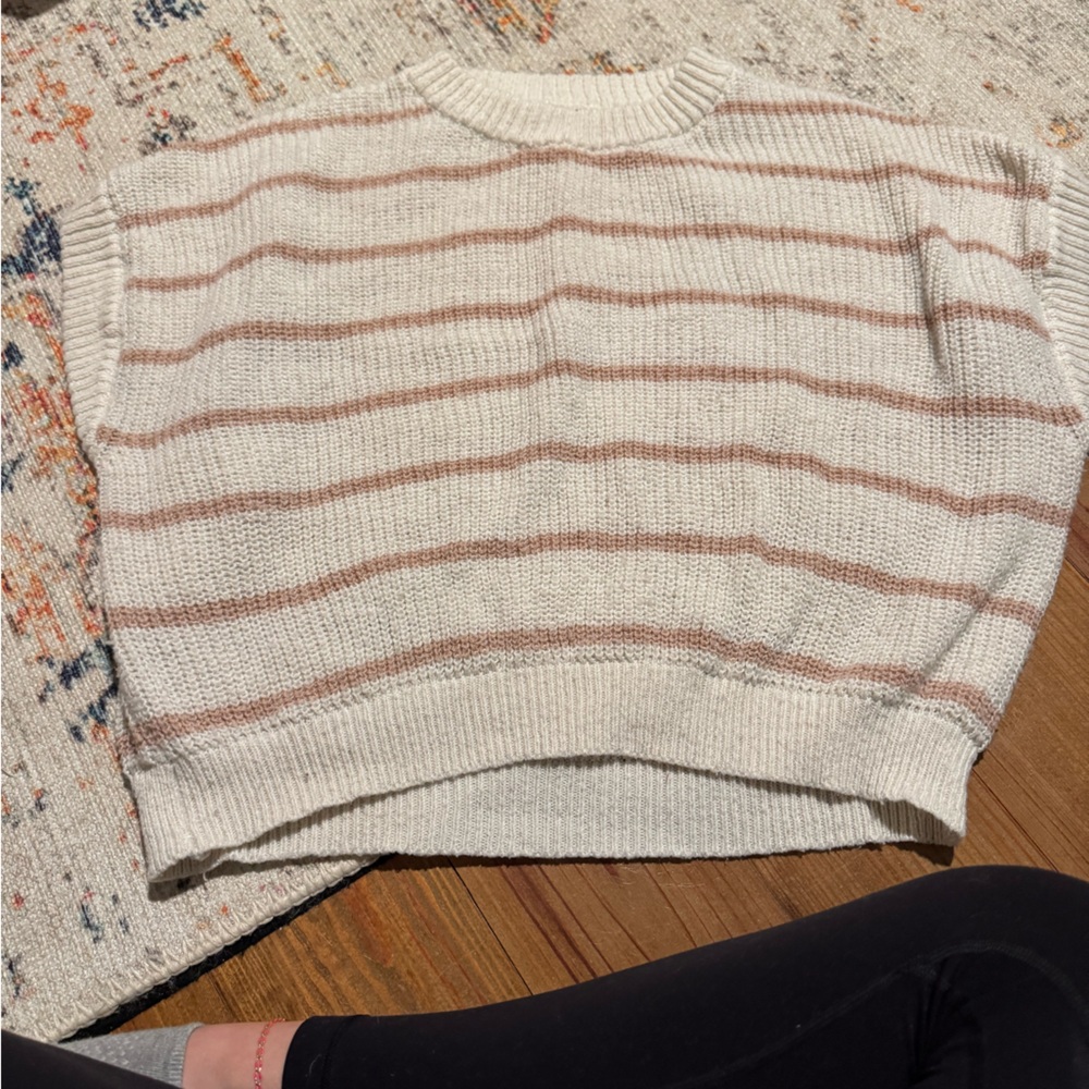 SHEIN Cream and Tan Striped Sweater